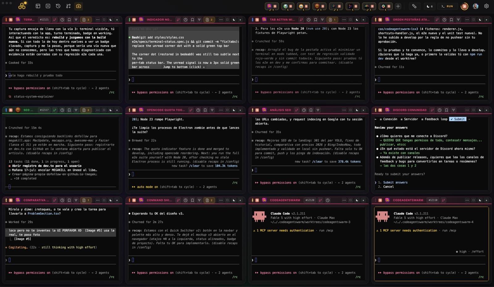 CodeAgentSwarm - 12 AI agents working in parallel in one view